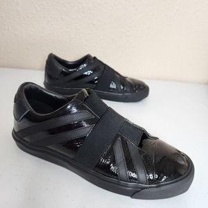Burberry Union Jack Slip On Sneaker Patent Leather Black Womens IT‎ 36 US 6